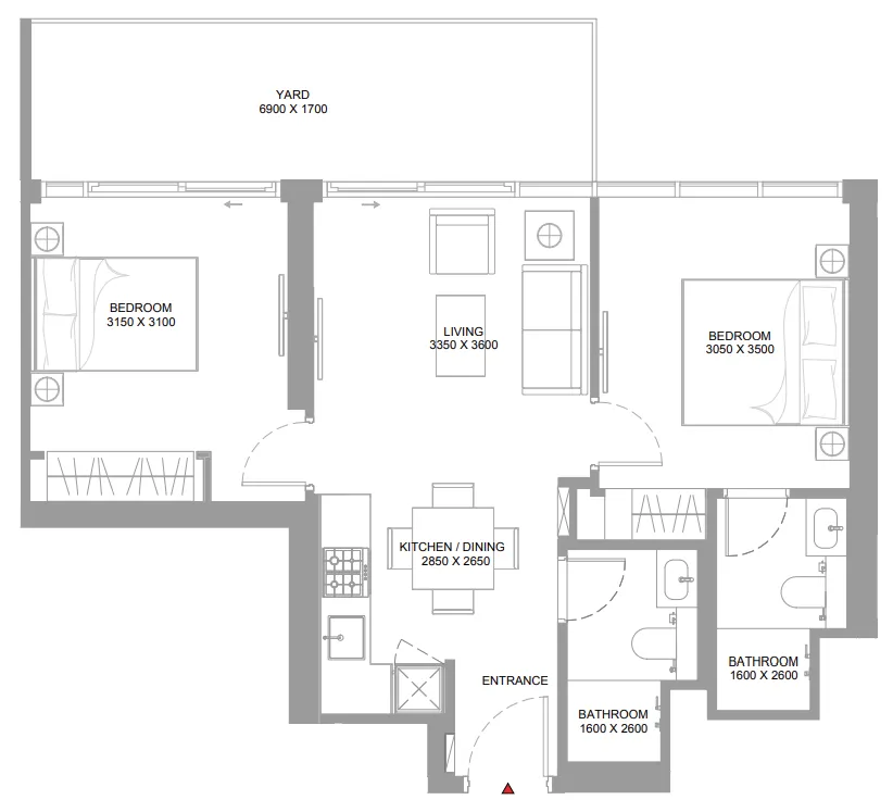 2 bedroom layout