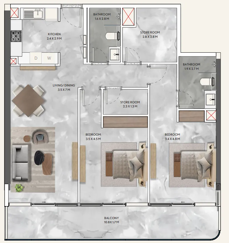 2 bedroom layout