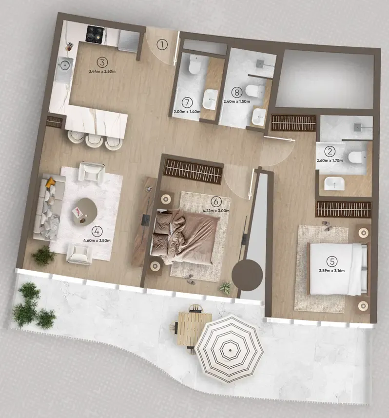 2 bedroom layout