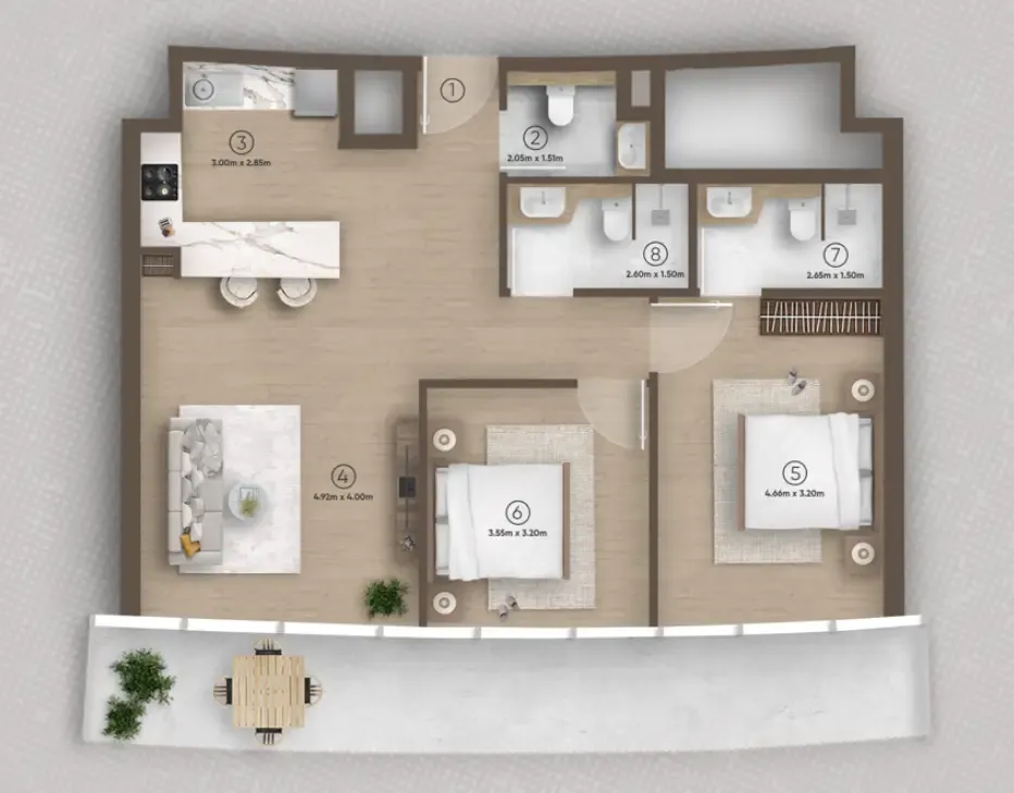 2 bedroom layout