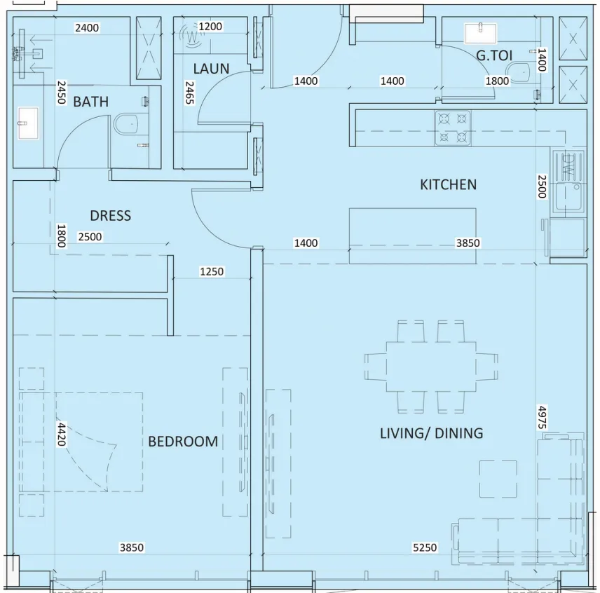 1 bedroom layout