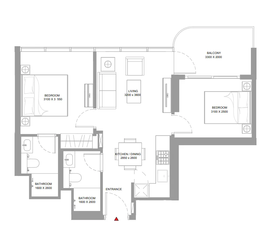 2 bedroom layout
