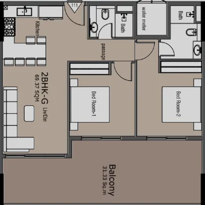 2 bedroom layout