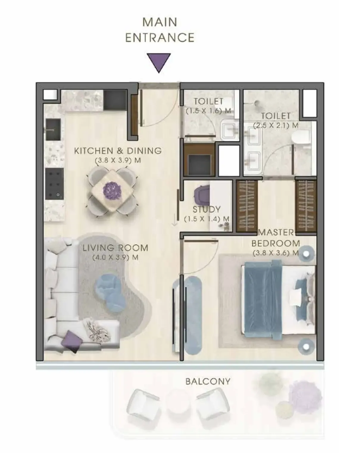 1 bedroom layout