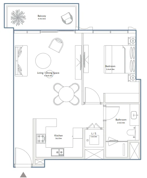 1 bedroom layout