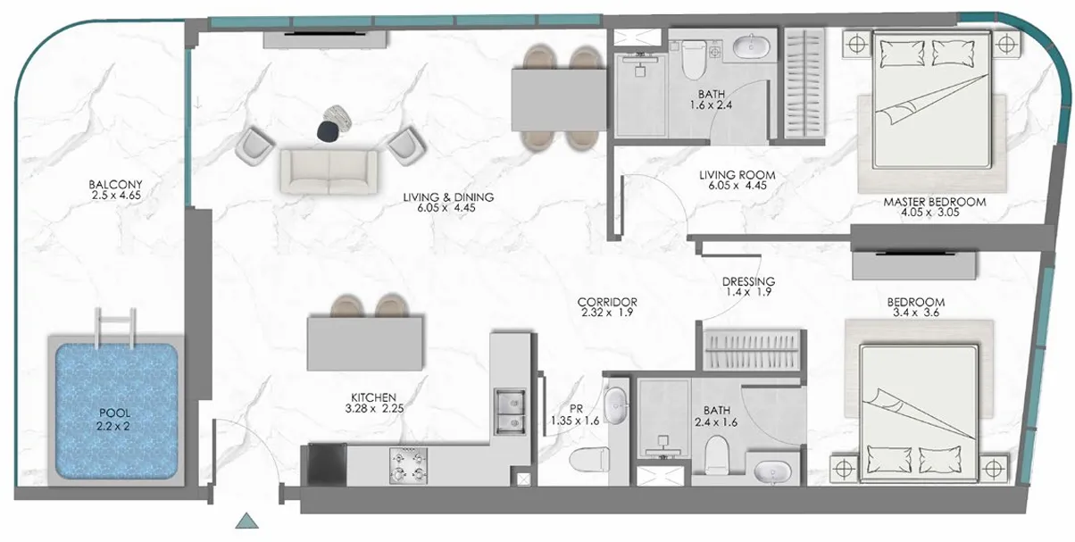 2 bedroom layout