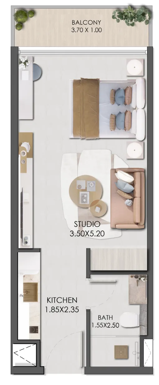 0 bedroom layout