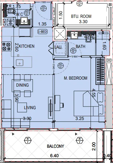 1 bedroom layout