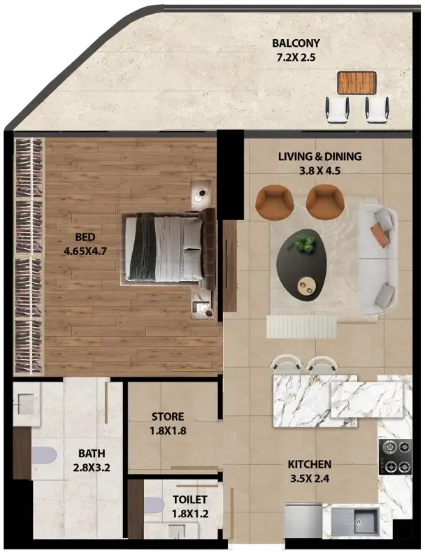 1 bedroom layout