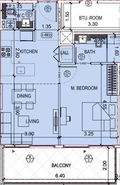 1 bedroom layout
