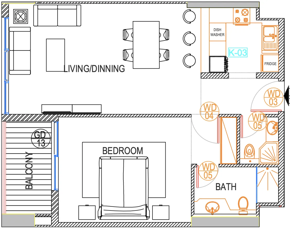 1 bedroom layout