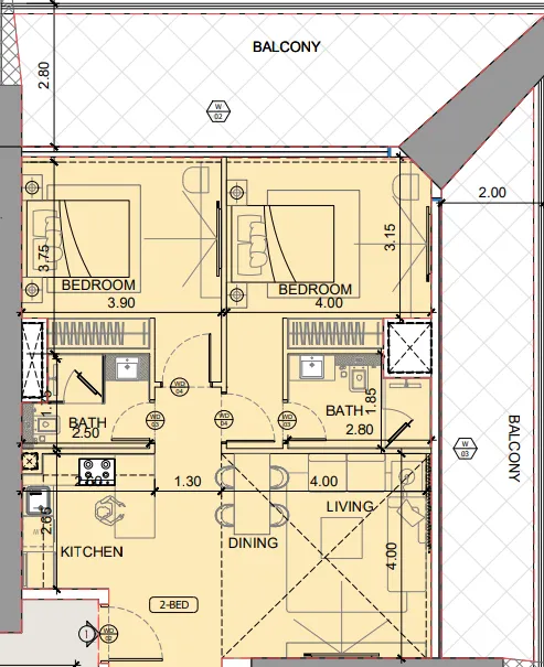 2 bedroom layout