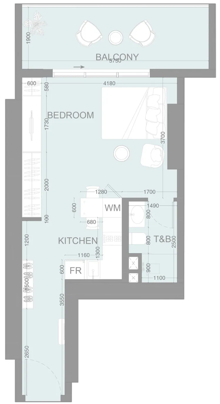 0 bedroom layout