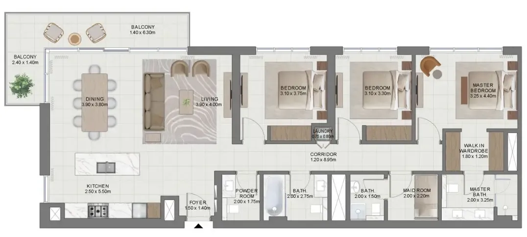 3 bedroom layout