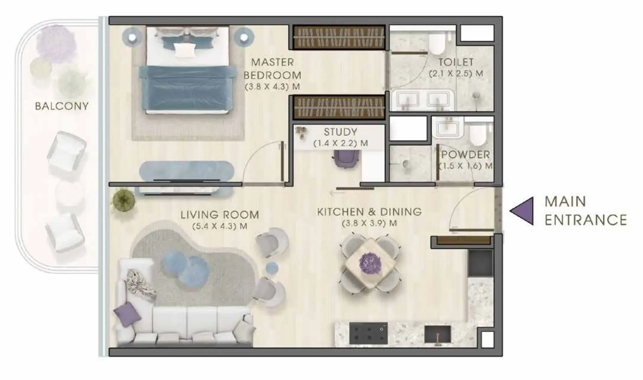 1 bedroom layout