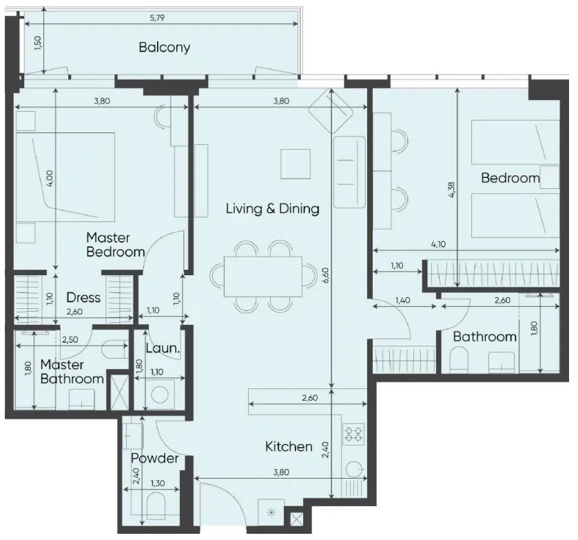 2 bedroom layout