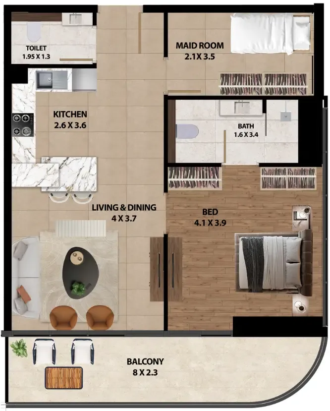 1 bedroom layout