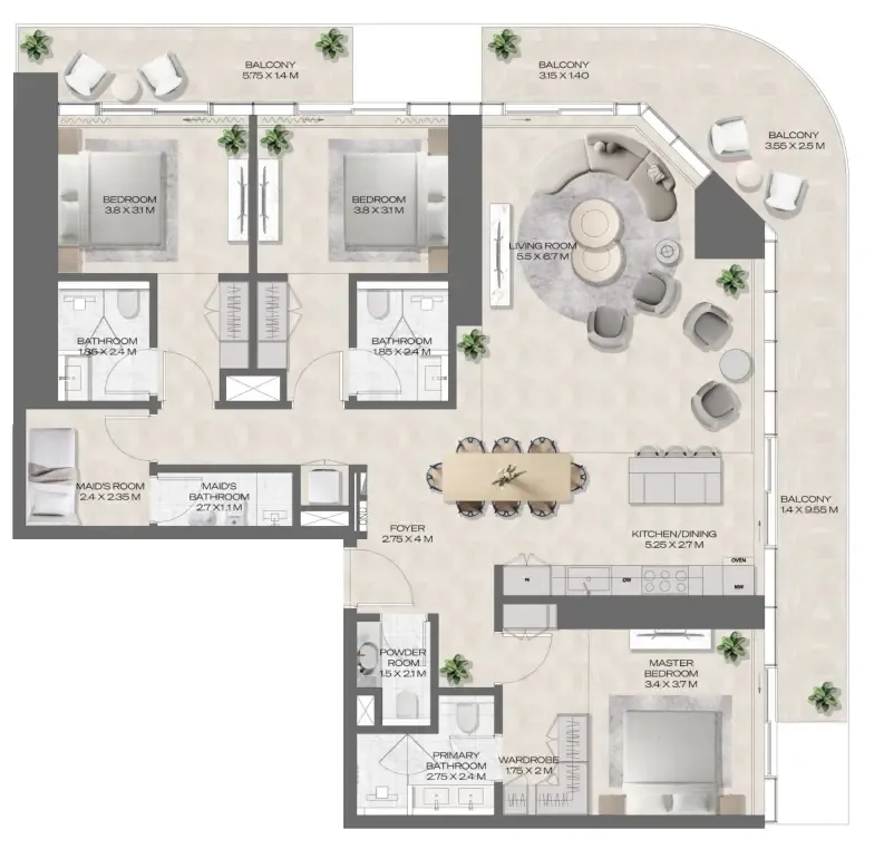 3 bedroom layout