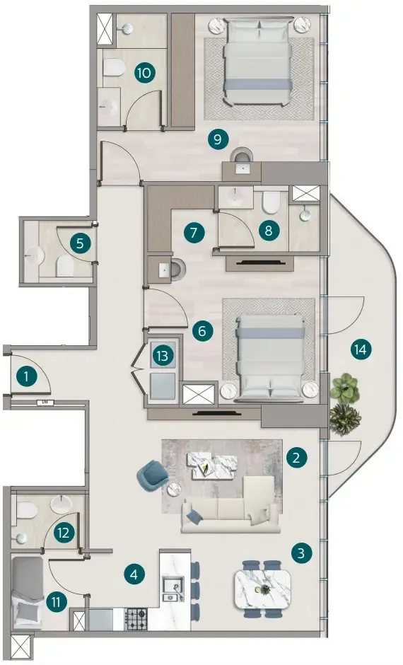 2 bedroom layout
