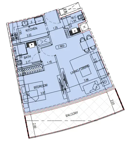1 bedroom layout