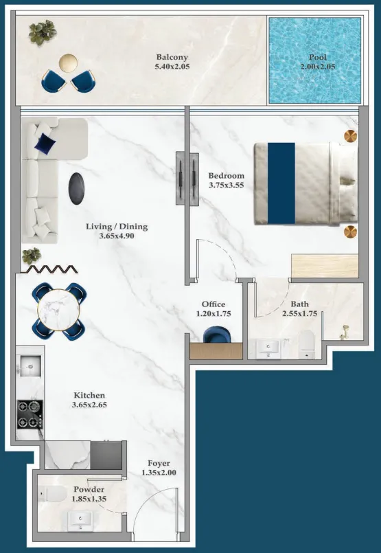 1 bedroom layout