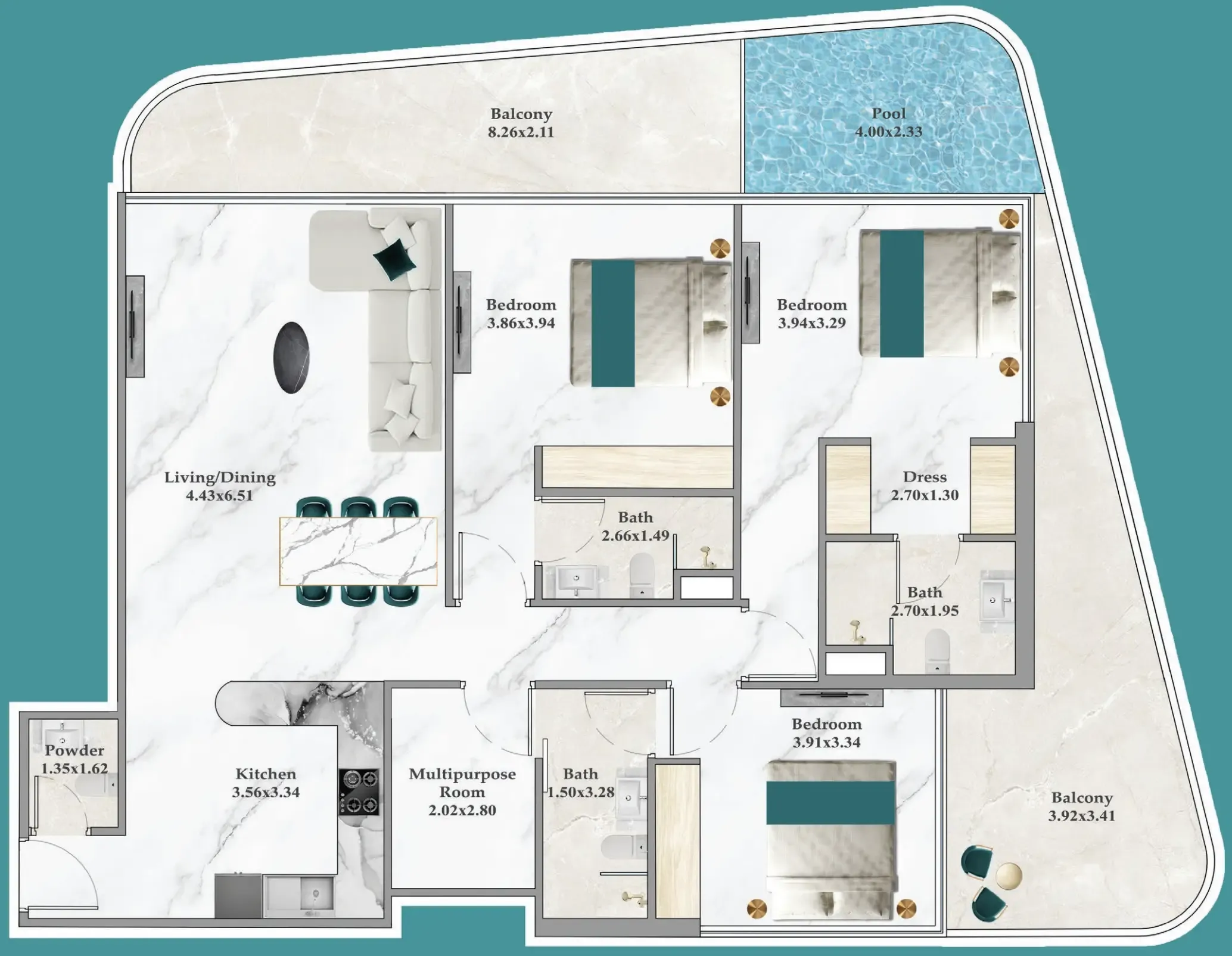 3 bedroom layout