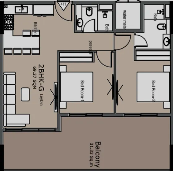 2 bedroom layout