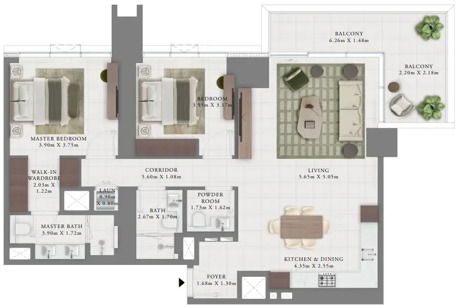 2 bedroom layout