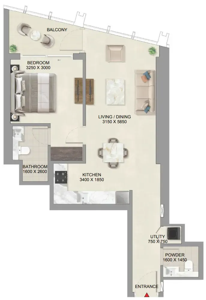 1 bedroom layout