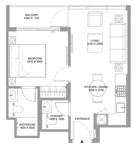 1 bedroom layout