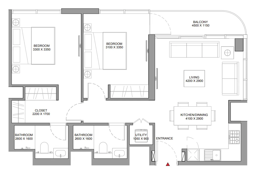 2 bedroom layout
