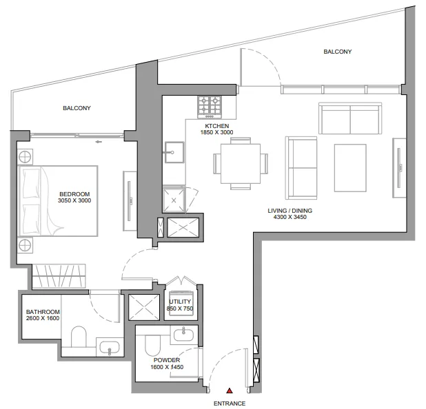 1 bedroom layout
