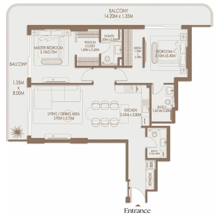 2 bedroom layout