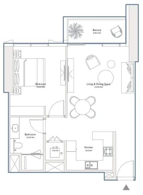 1 bedroom layout