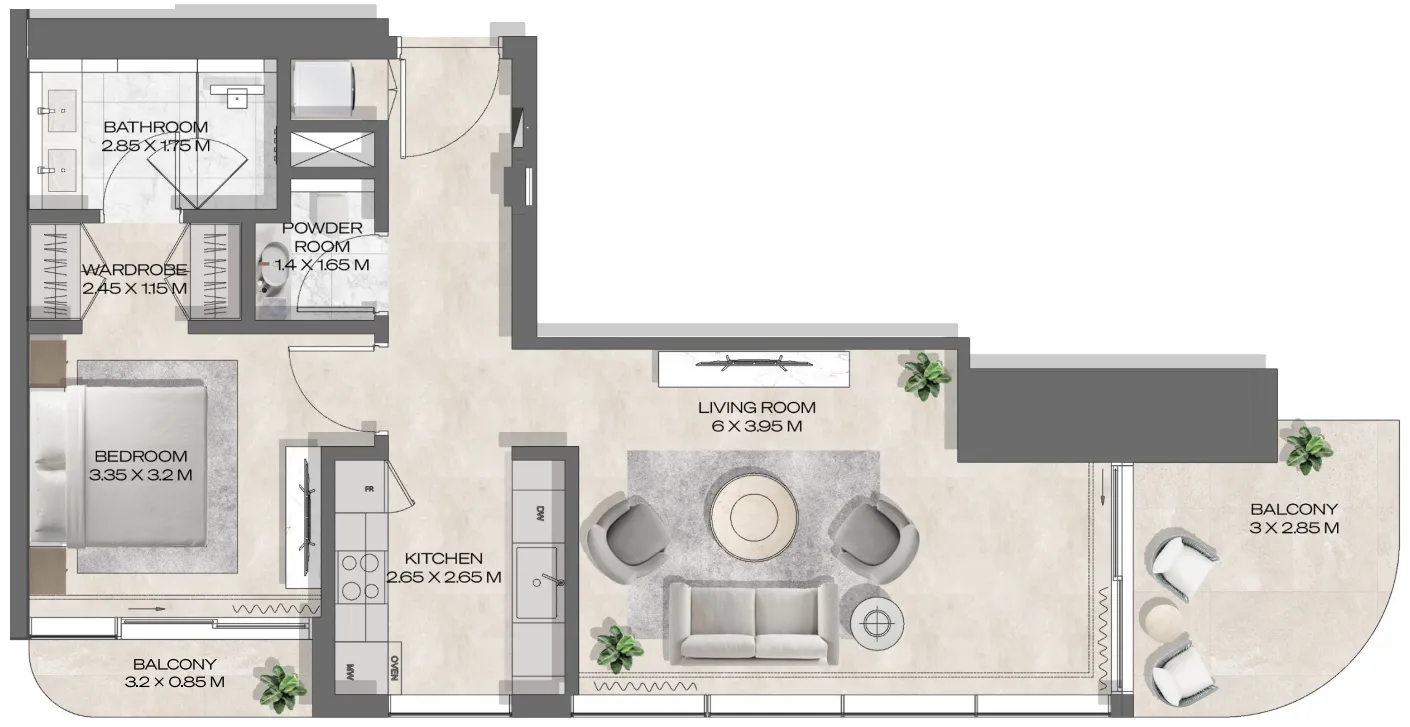 1 bedroom layout