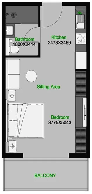 0 bedroom layout