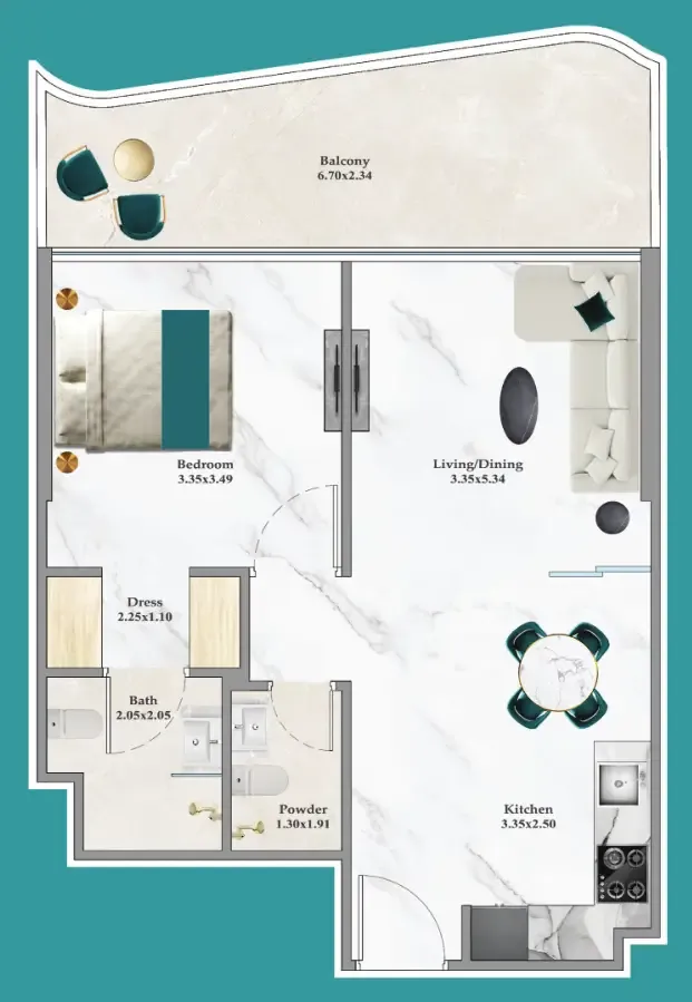 1 bedroom layout