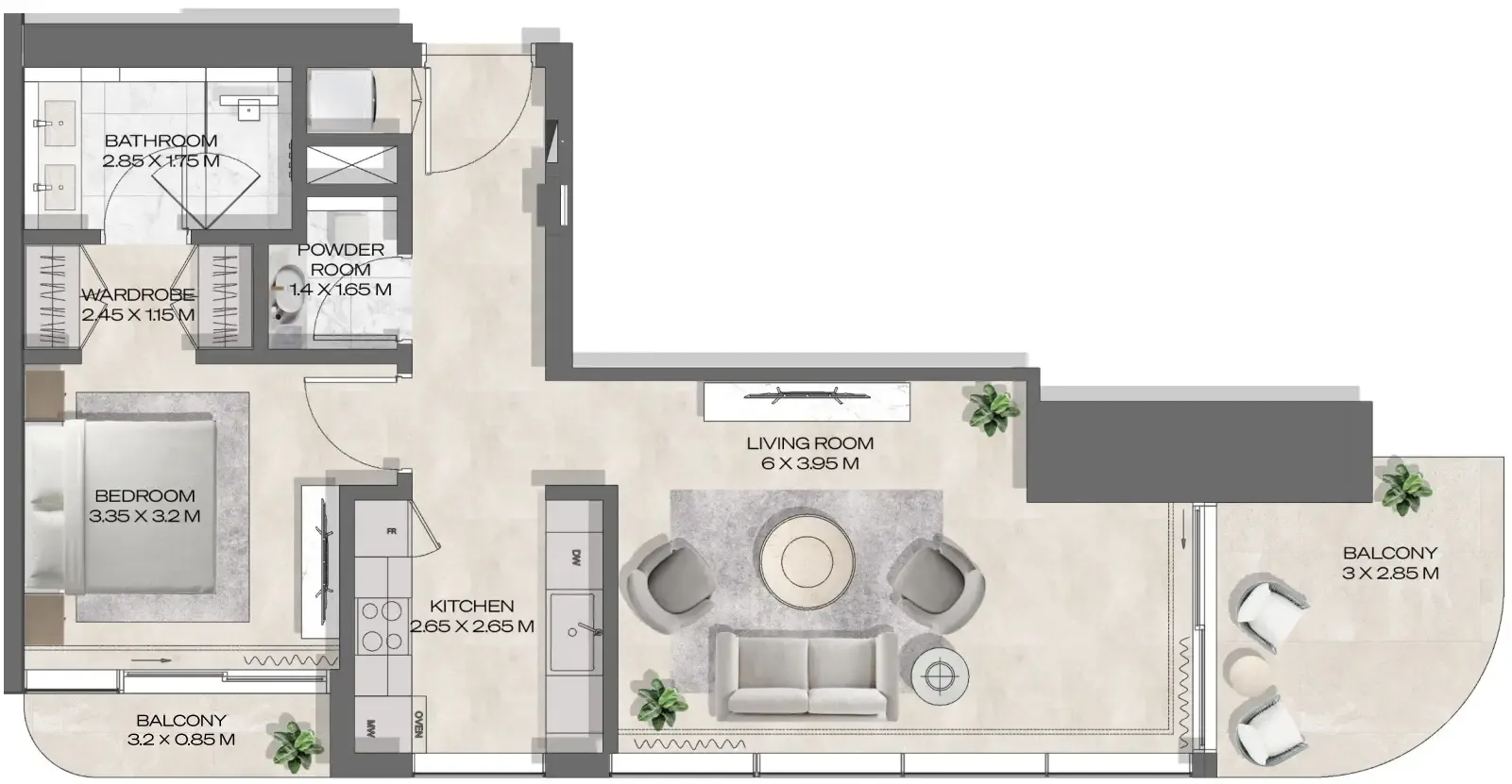1 bedroom layout