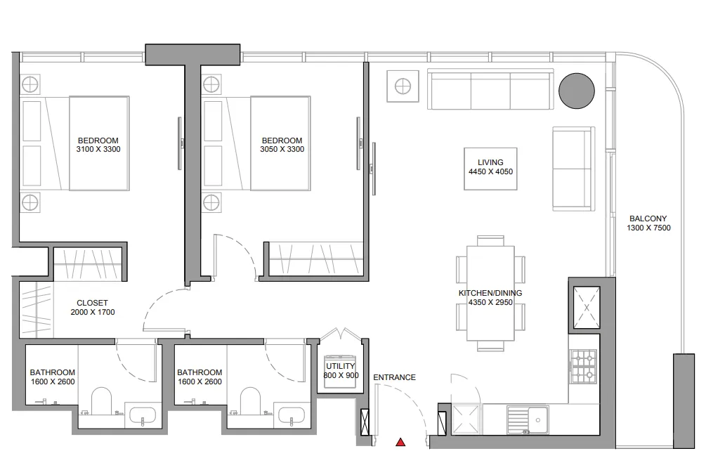 2 bedroom layout