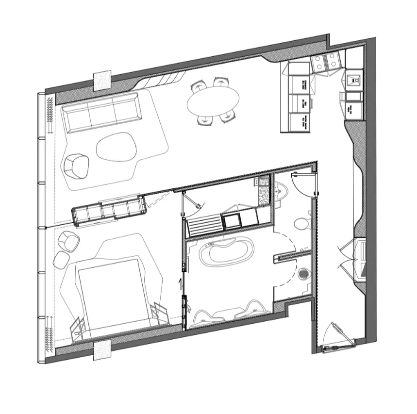 1 bedroom layout