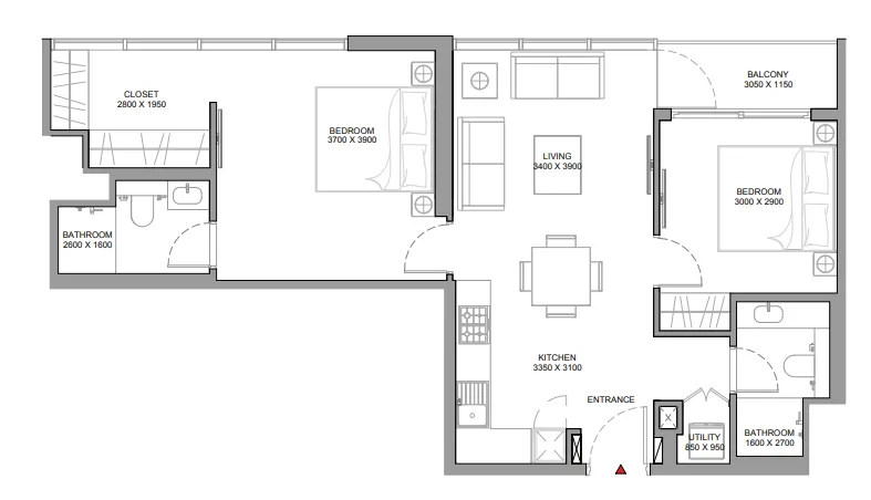 2 bedroom layout