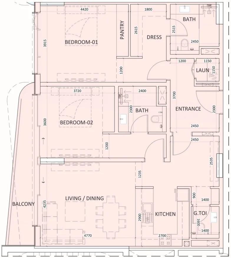 2 bedroom layout