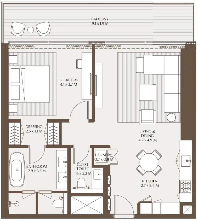 1 bedroom layout