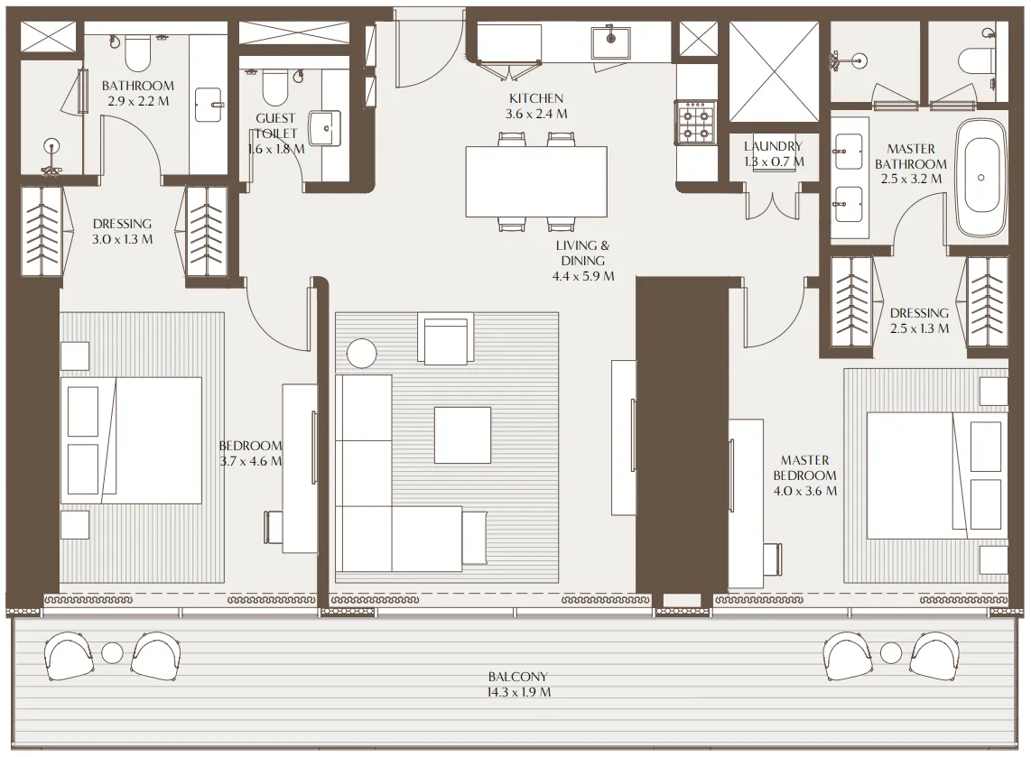 2 bedroom layout