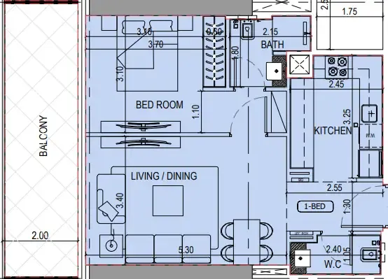 1 bedroom layout