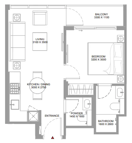 1 bedroom layout