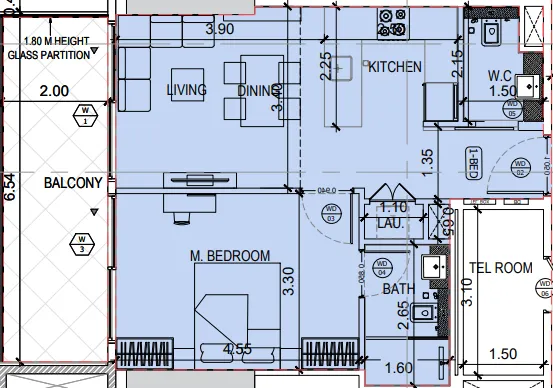 1 bedroom layout