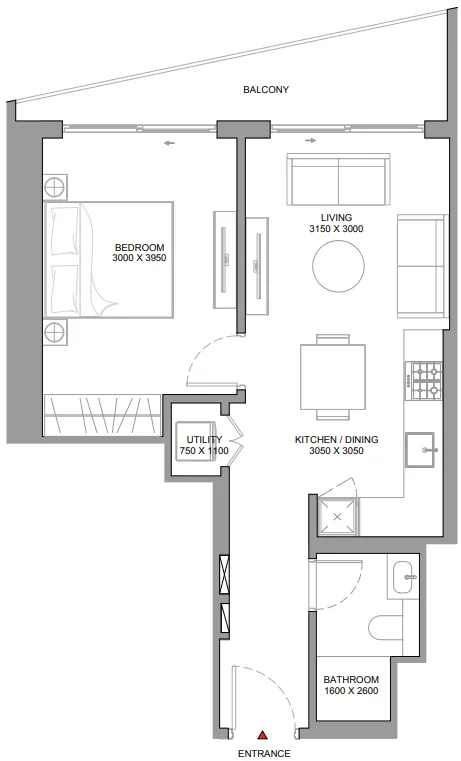 1 bedroom layout