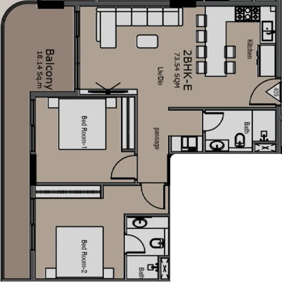 2 bedroom layout