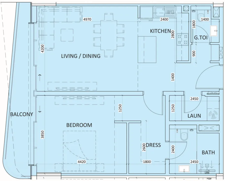 1 bedroom layout